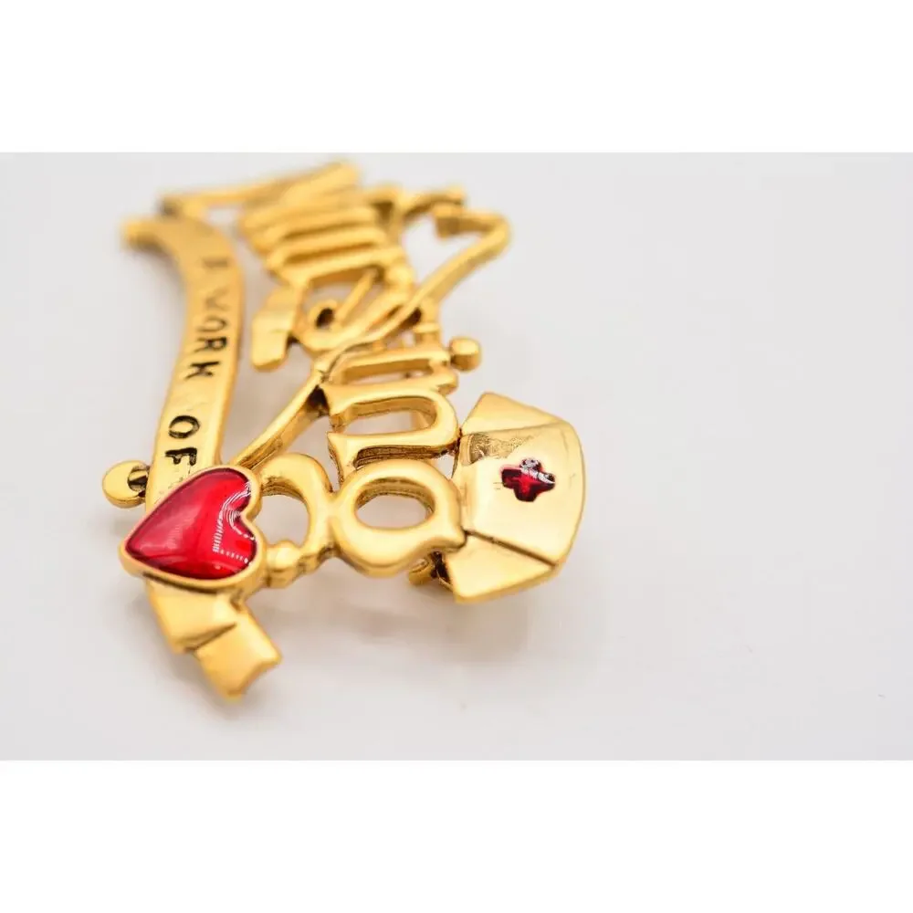 Danecraft Vintage Caregiver Nurse Pin Brooch Nursing Work Of Heart NOS 80s BinA9